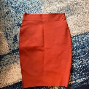 Elegant Orange Pencil Skirt